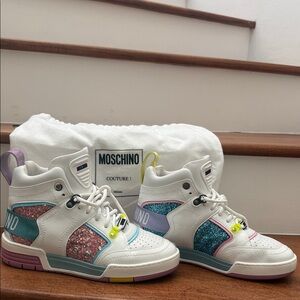 Moschino Glittery Pink and Blue High-Tops